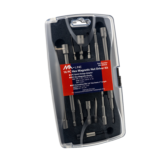 MA-Line MA-NDK16 16-Piece Hex Magnetic Nut Driver Kit